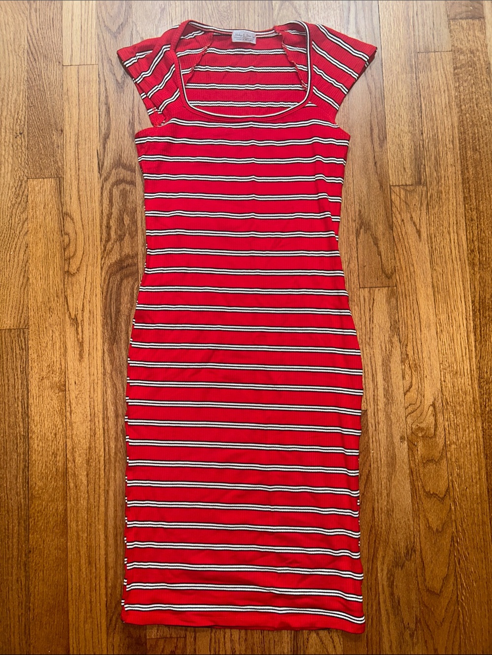 Haley & June Red Striped Scoop Neck Bodycon Dress Medium